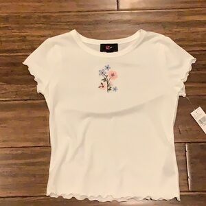 iZ Byer Girls White Floral Embroidered t-shirt